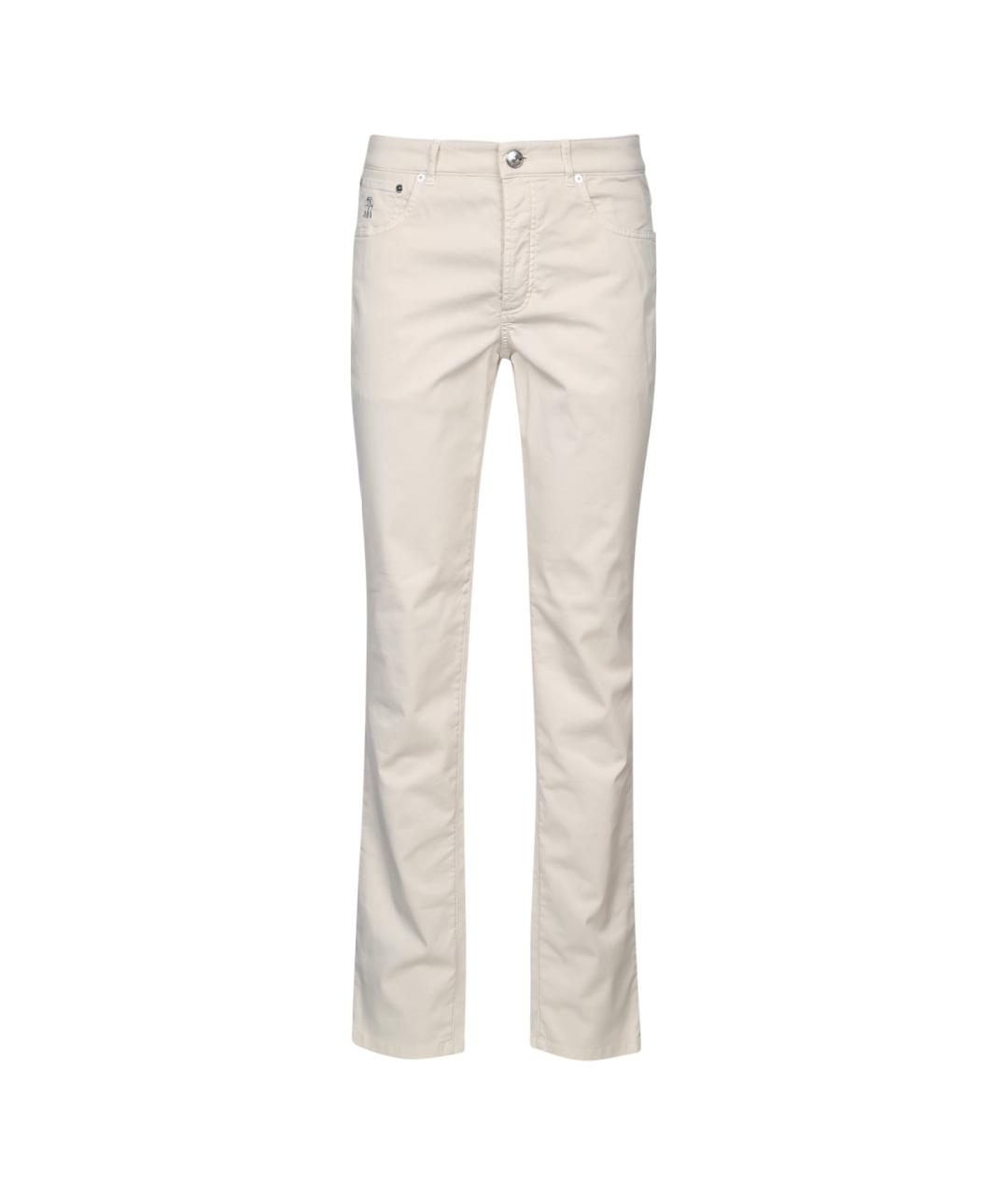 BRUNELLO CUCINELLI Белые хлопко-эластановые джинсы скинни, фото 1