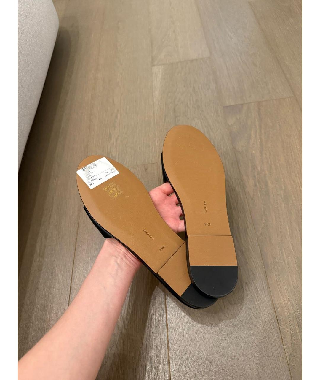 THE ROW Черные кожаные шлепанцы, фото 5