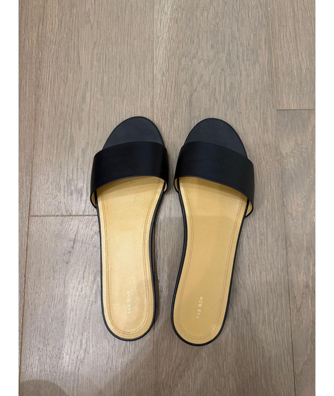 THE ROW Черные кожаные шлепанцы, фото 3