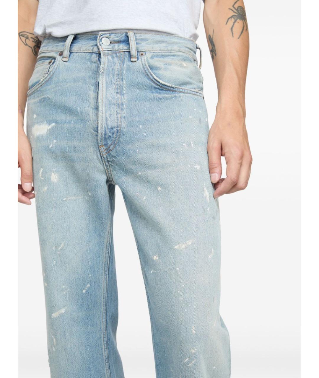 ACNE STUDIOS Голубые хлопковые прямые джинсы, фото 4