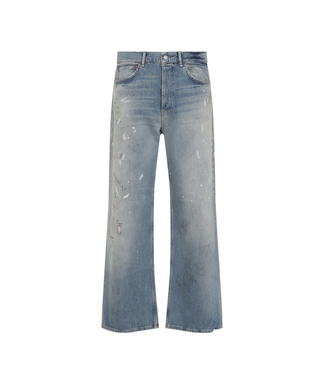 ACNE STUDIOS Голубые хлопковые прямые джинсы, фото 1