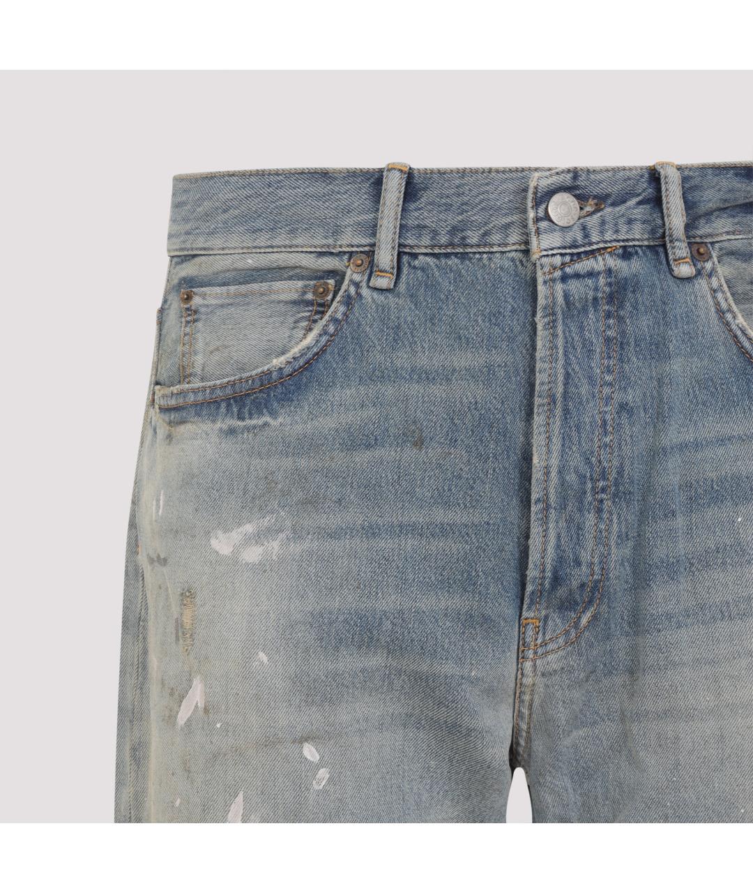 ACNE STUDIOS Голубые хлопковые прямые джинсы, фото 3