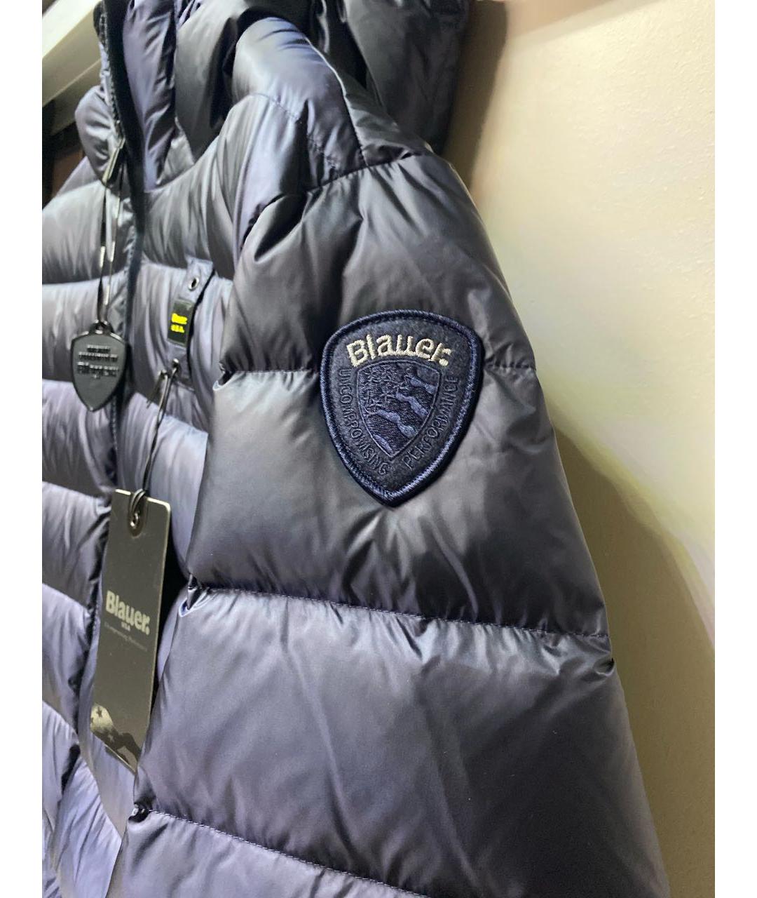 BLAUER Темно-синий полиамидовый пуховик, фото 4