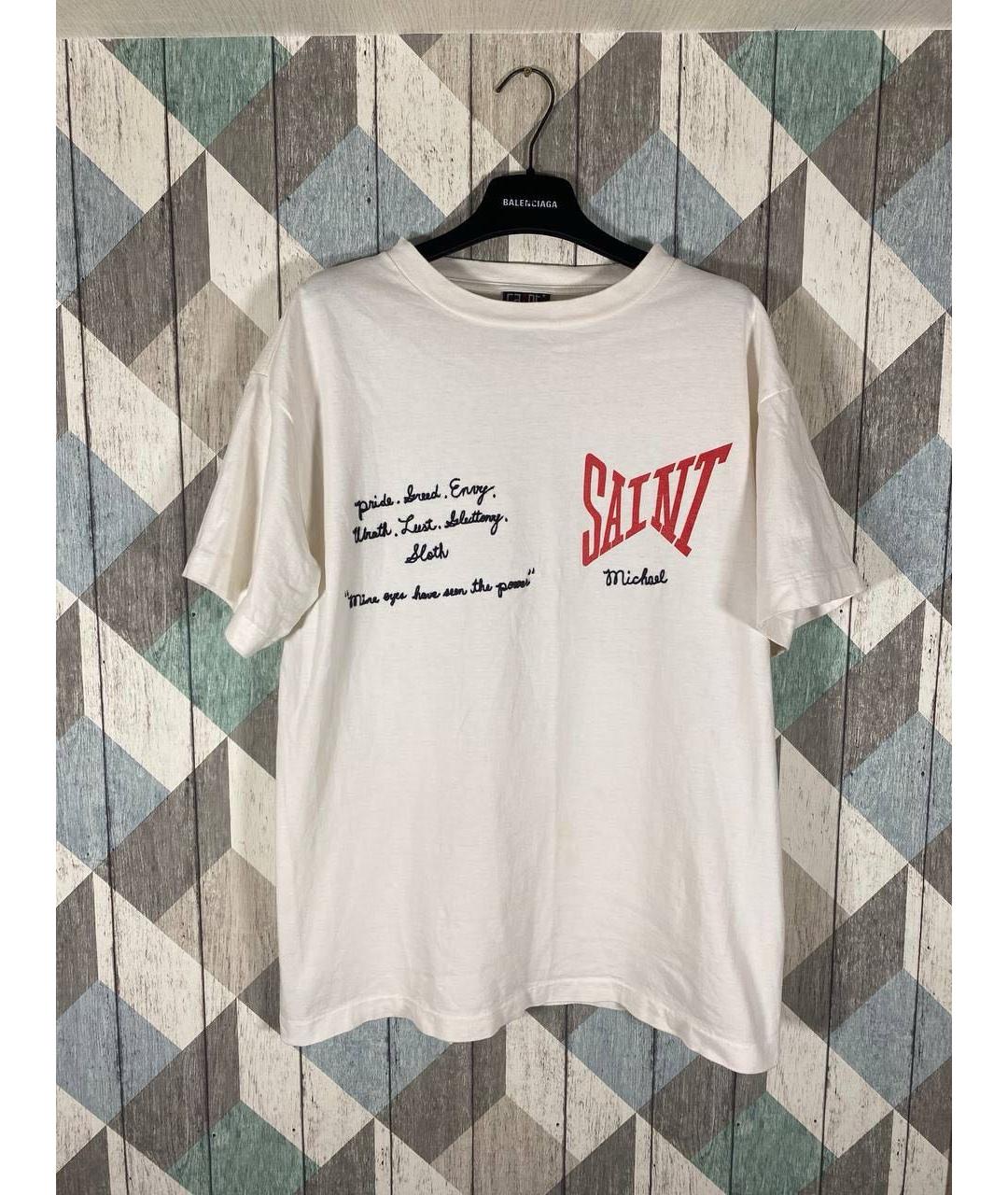 Saint Michael Белая хлопковая футболка, фото 2