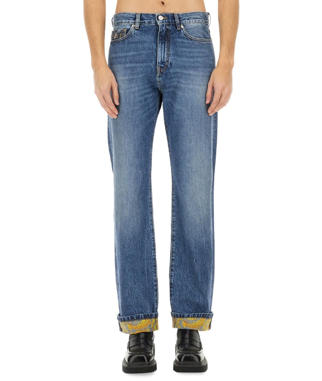 VERSACE Синие хлопковые повседневные брюки, фото 2