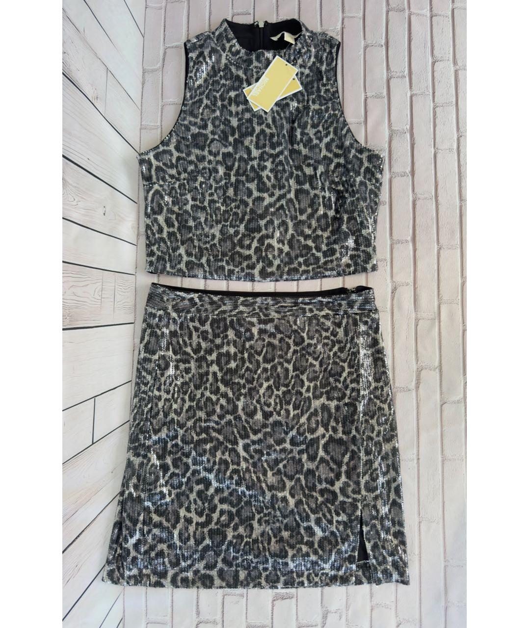 MICHAEL MICHAEL KORS Серебрянный полиэстеровый костюм с юбками, фото 9