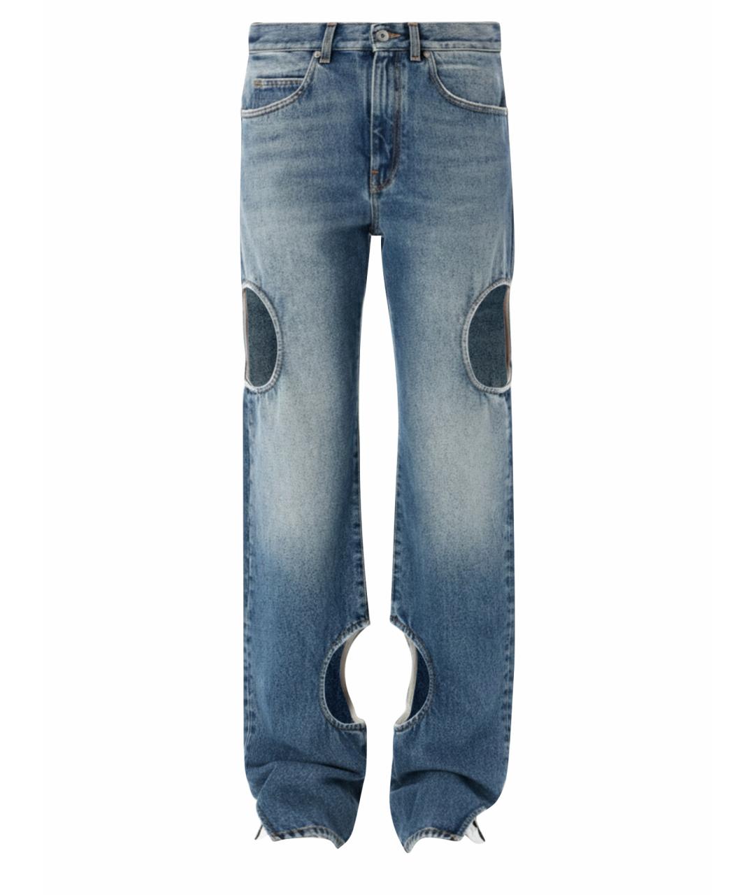 OFF-WHITE Голубые хлопковые прямые джинсы, фото 1