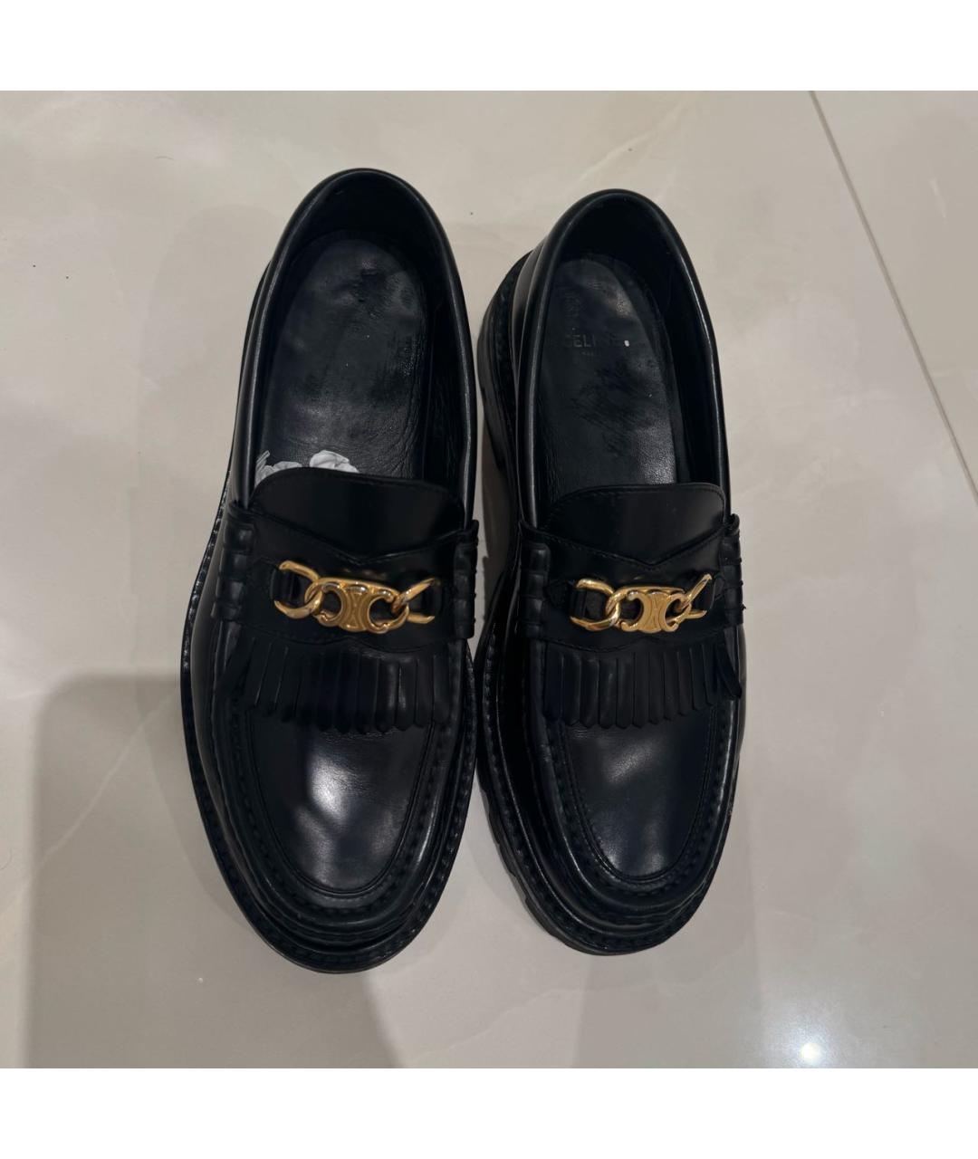 CELINE Черные кожаные лоферы, фото 2
