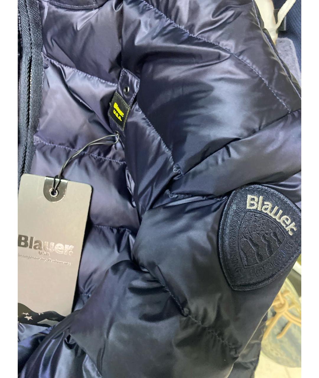 BLAUER Темно-синий полиамидовый пуховик, фото 3