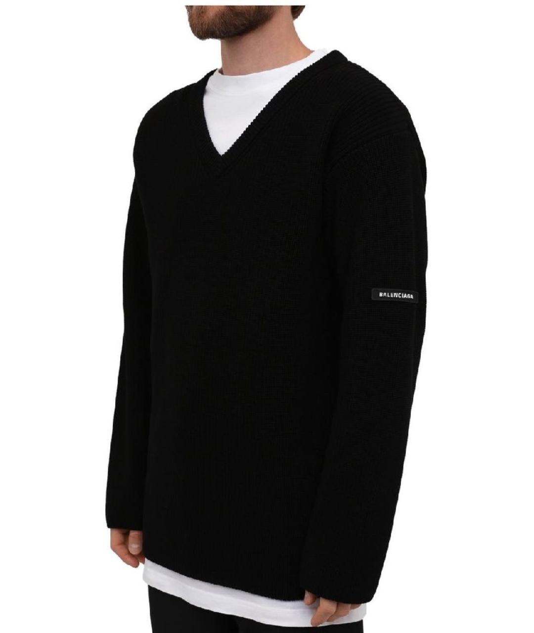 BALENCIAGA Черный хлопко-эластановый джемпер / свитер, фото 2