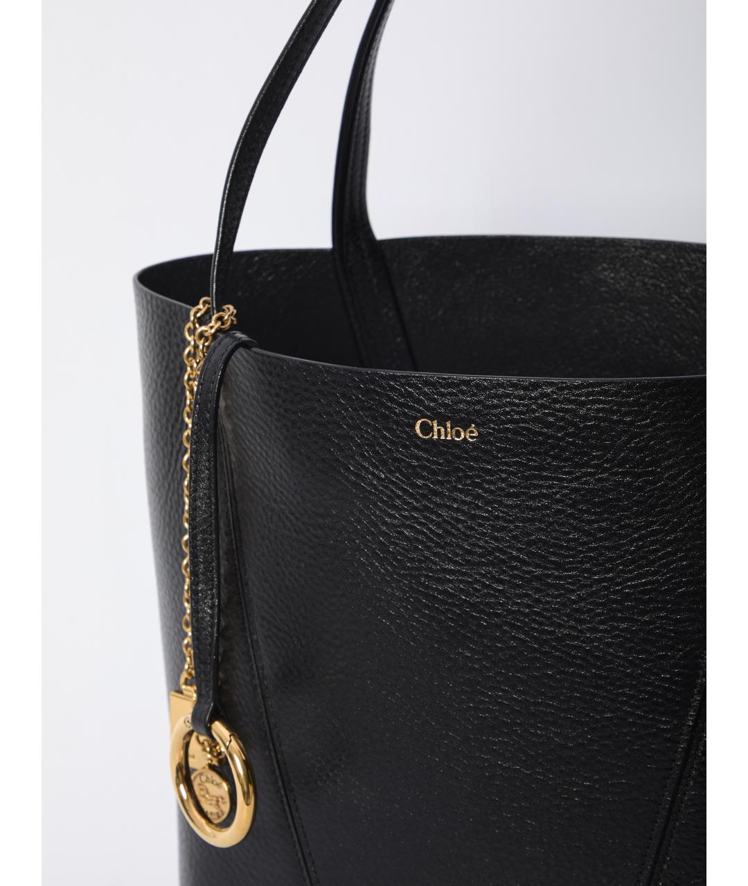 CHLOE Черная кожаная сумка тоут, фото 4