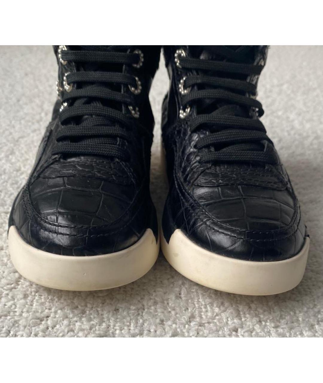 CHANEL BEAUTY Черные кожаные кеды, фото 3