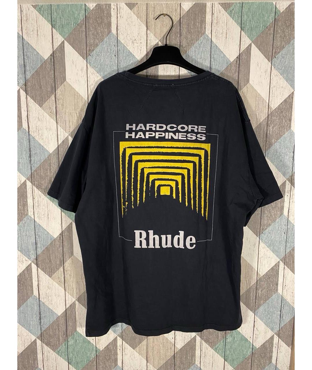 RHUDE Черная хлопковая футболка, фото 7