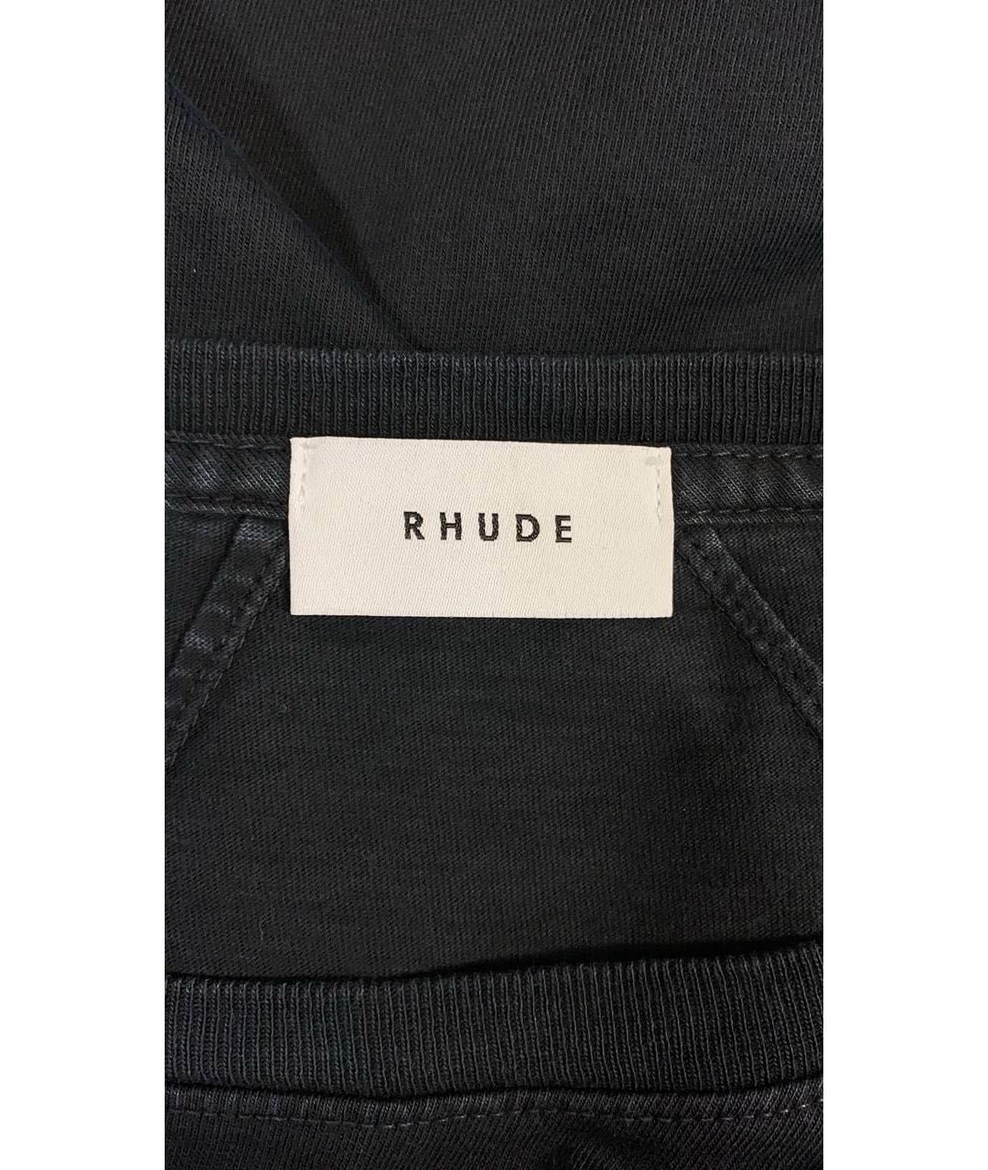 RHUDE Черная хлопковая футболка, фото 5