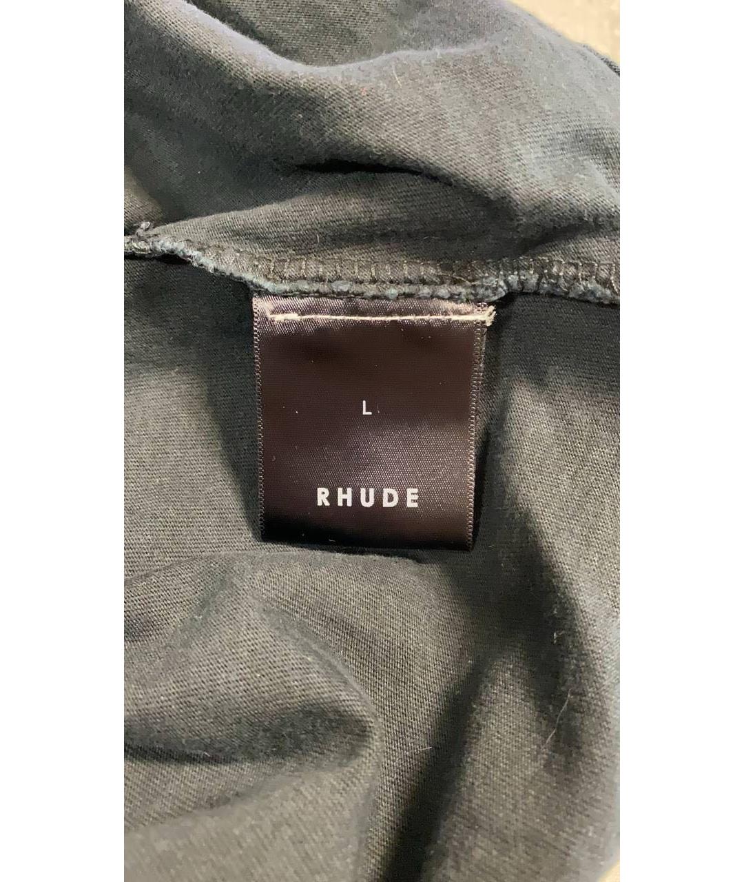 RHUDE Черная хлопковая футболка, фото 6