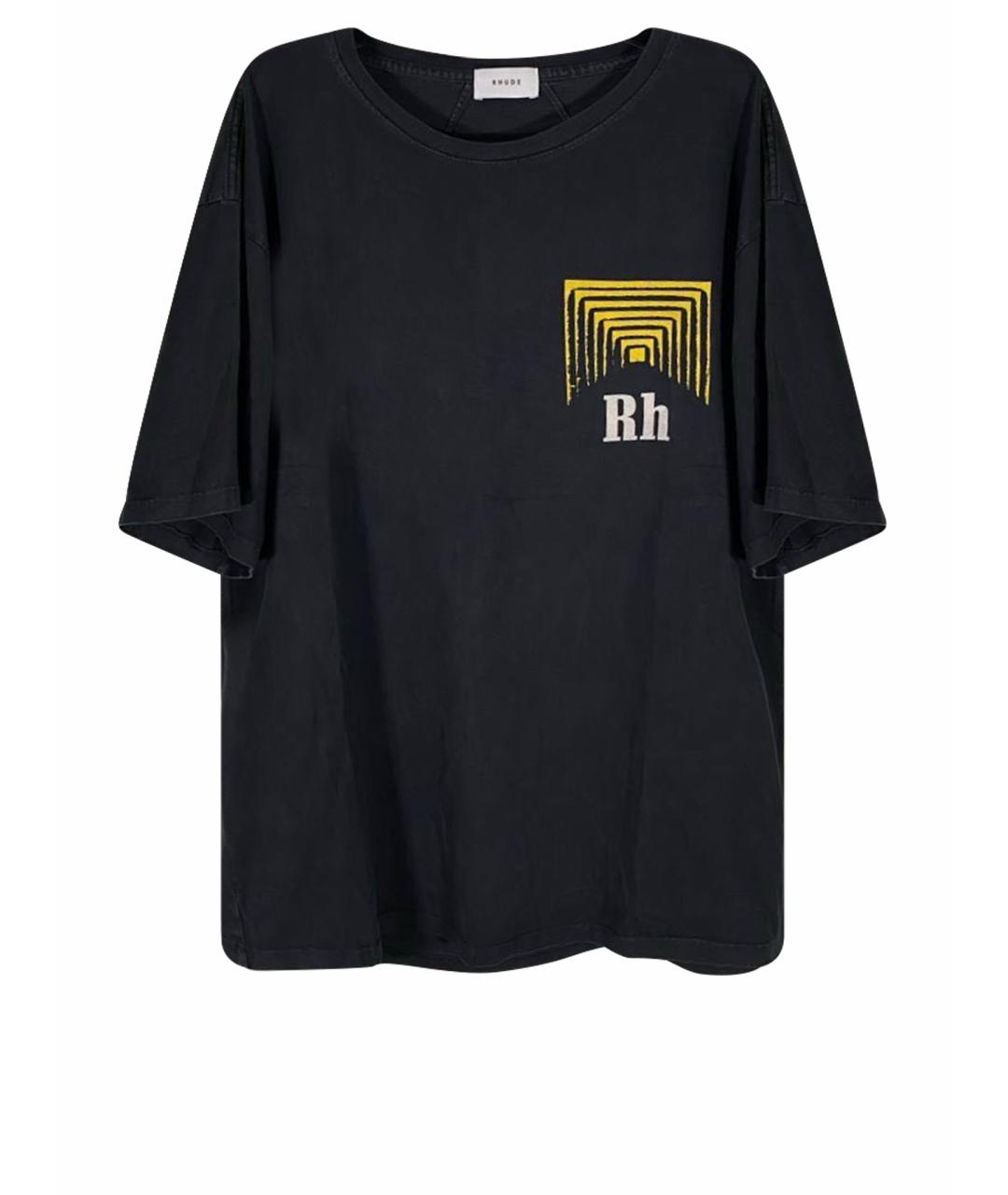 RHUDE Черная хлопковая футболка, фото 1