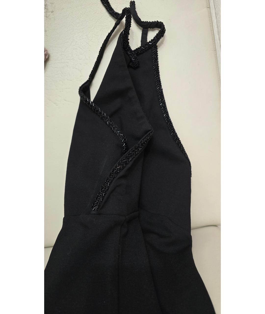 TWIN-SET Черное хлопко-эластановое вечернее платье, фото 8