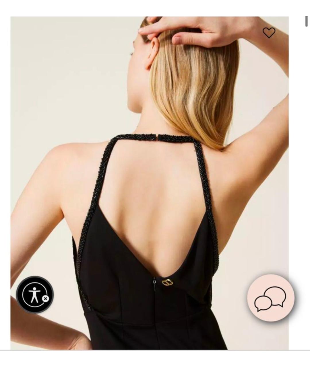 TWIN-SET Черное хлопко-эластановое вечернее платье, фото 5