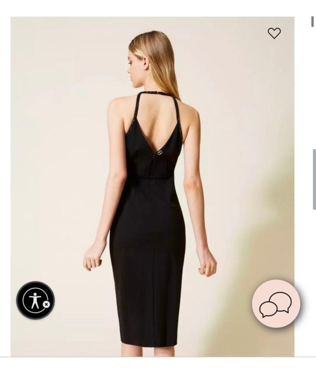 TWIN-SET Черное хлопко-эластановое вечернее платье, фото 3