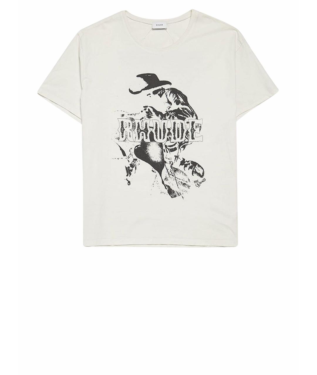 RHUDE Бежевая хлопковая футболка, фото 1