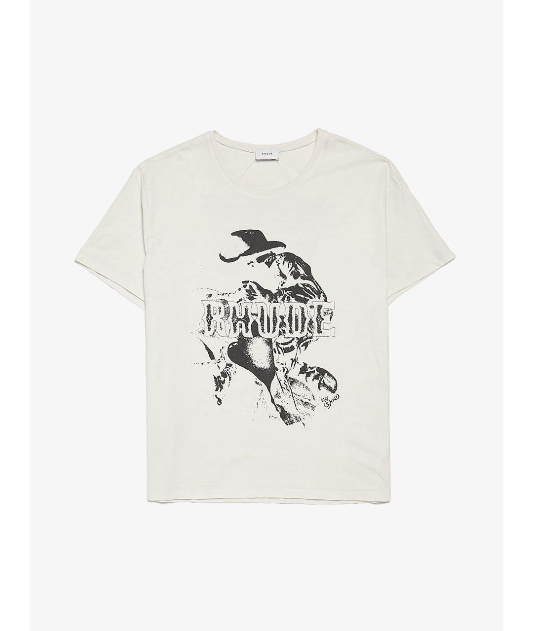 RHUDE Бежевая хлопковая футболка, фото 8