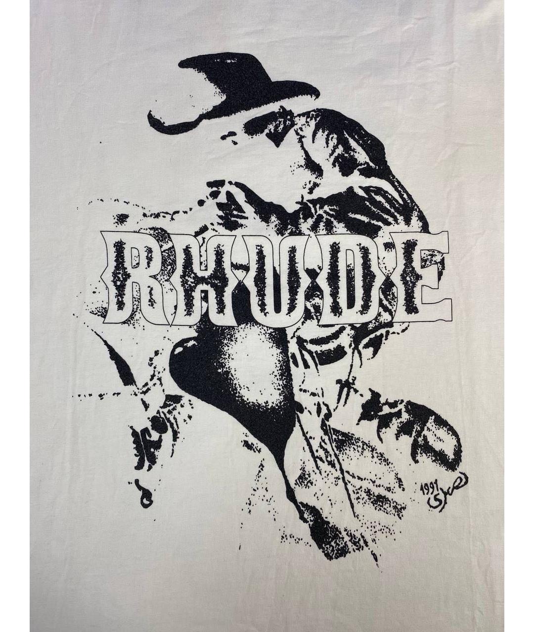 RHUDE Бежевая хлопковая футболка, фото 4