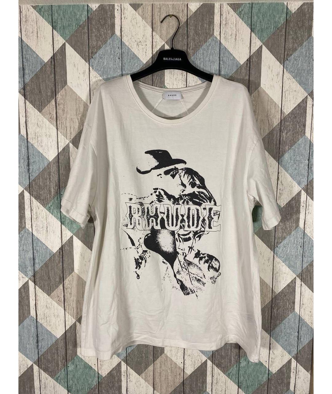 RHUDE Бежевая хлопковая футболка, фото 2