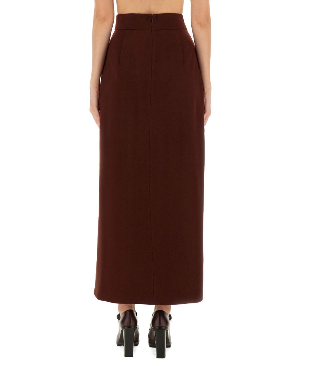 MAX MARA Бордовая шерстяная юбка миди, фото 3