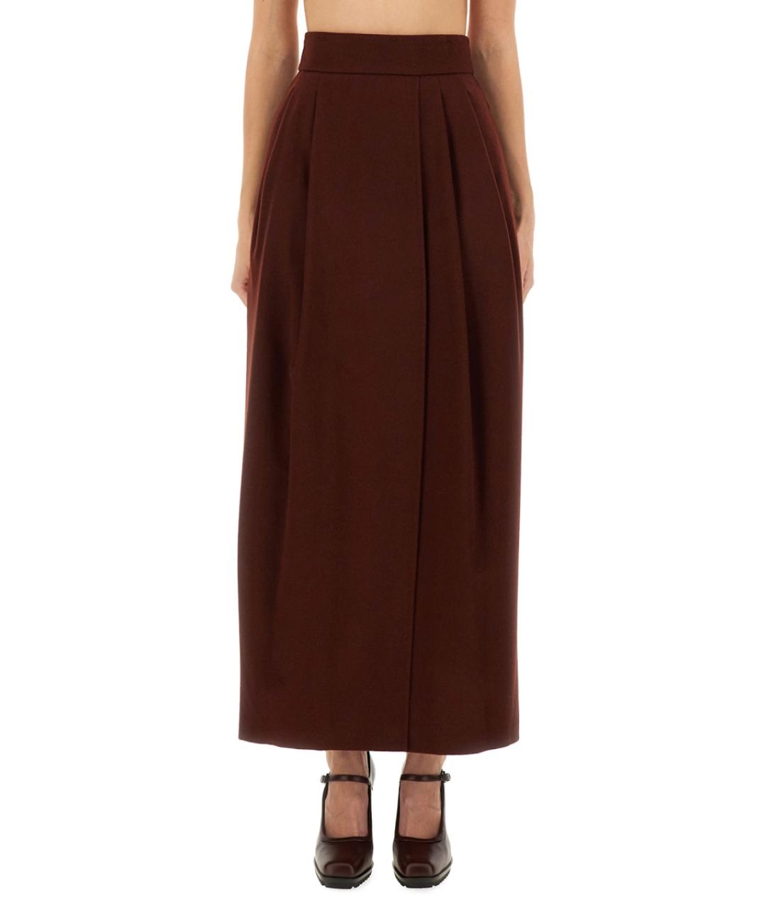 MAX MARA Бордовая шерстяная юбка миди, фото 5