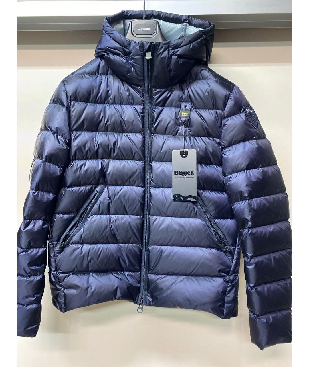 BLAUER Темно-синий полиамидовый пуховик, фото 7