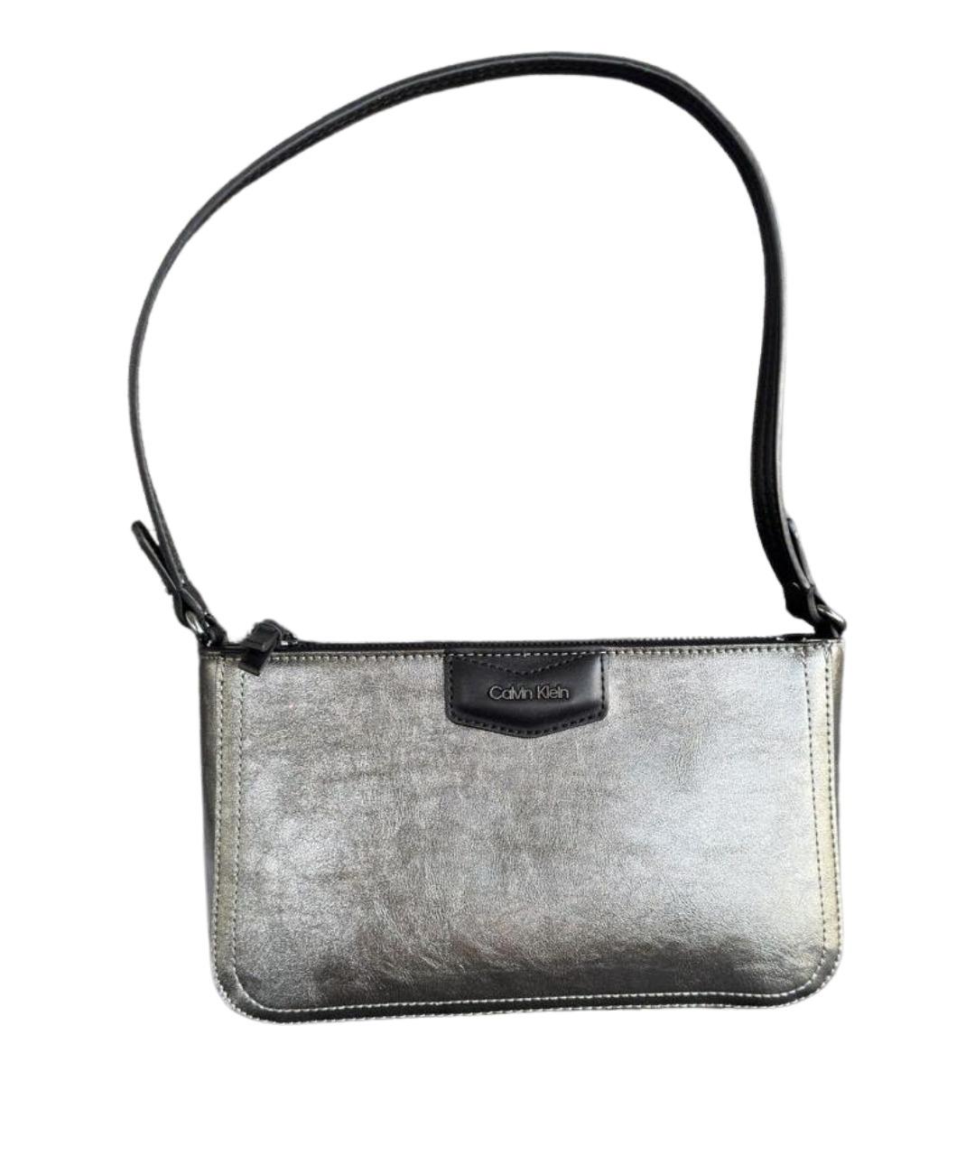 CALVIN KLEIN Серебряная сумка через плечо из искусственной кожи, фото 1