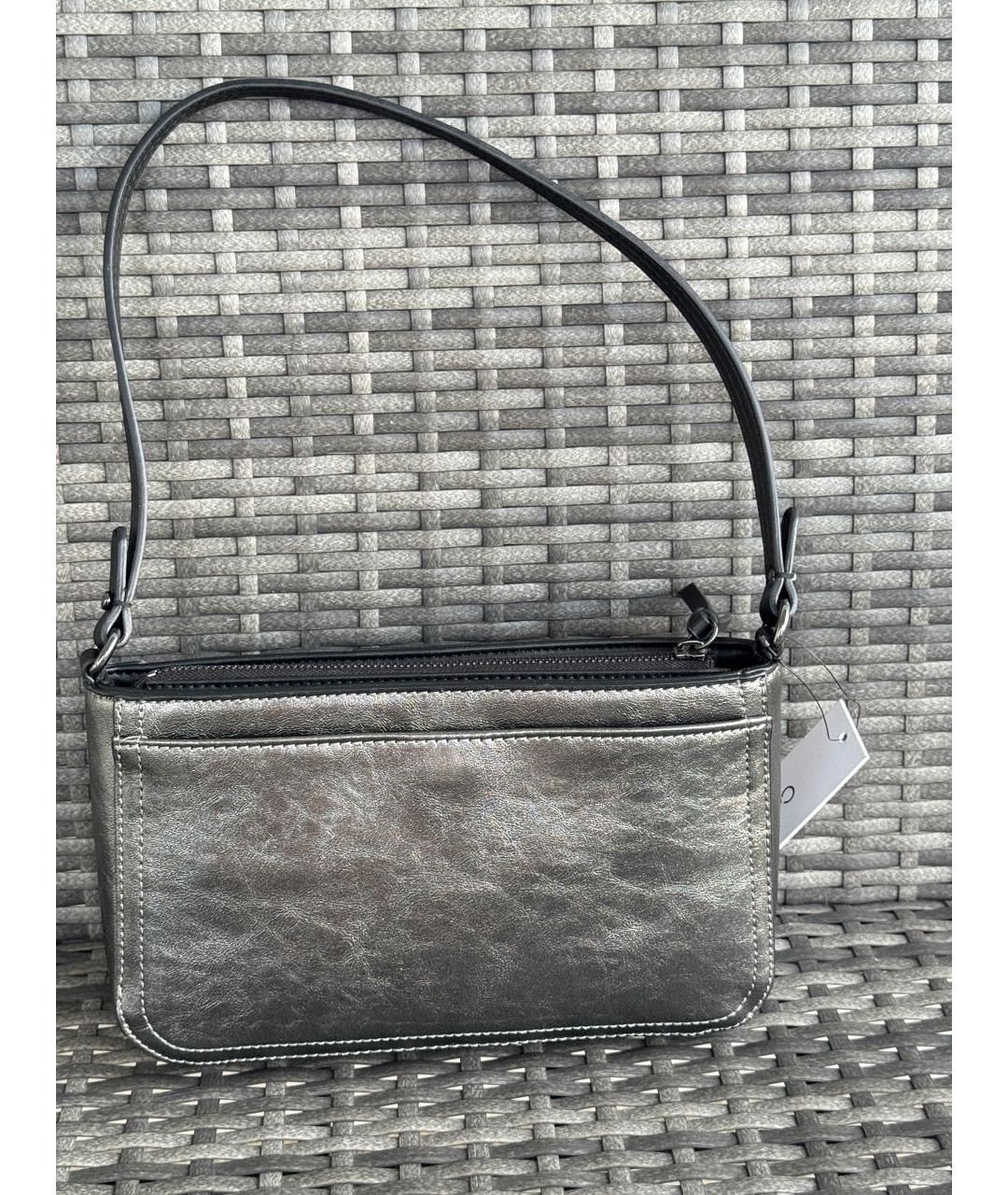 CALVIN KLEIN Серебряная сумка через плечо из искусственной кожи, фото 4