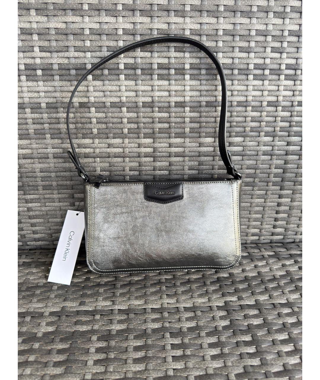 CALVIN KLEIN Серебряная сумка через плечо из искусственной кожи, фото 9