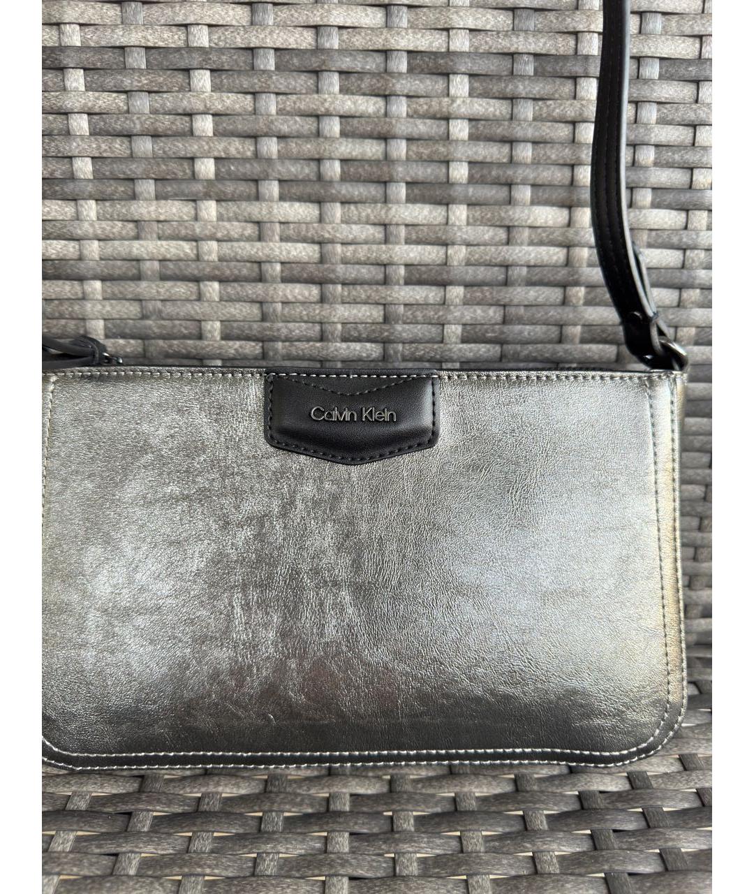 CALVIN KLEIN Серебряная сумка через плечо из искусственной кожи, фото 2