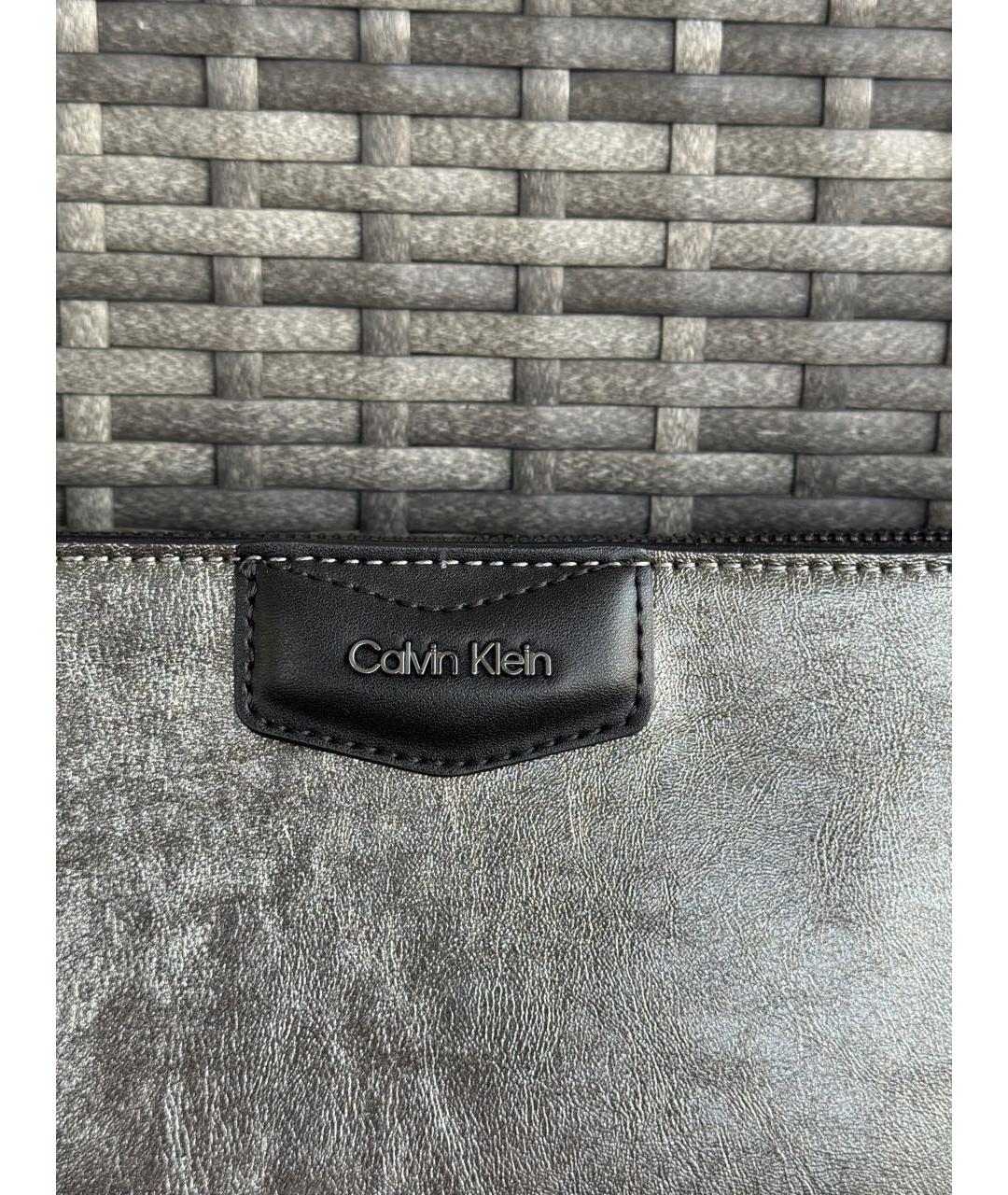 CALVIN KLEIN Серебряная сумка через плечо из искусственной кожи, фото 3