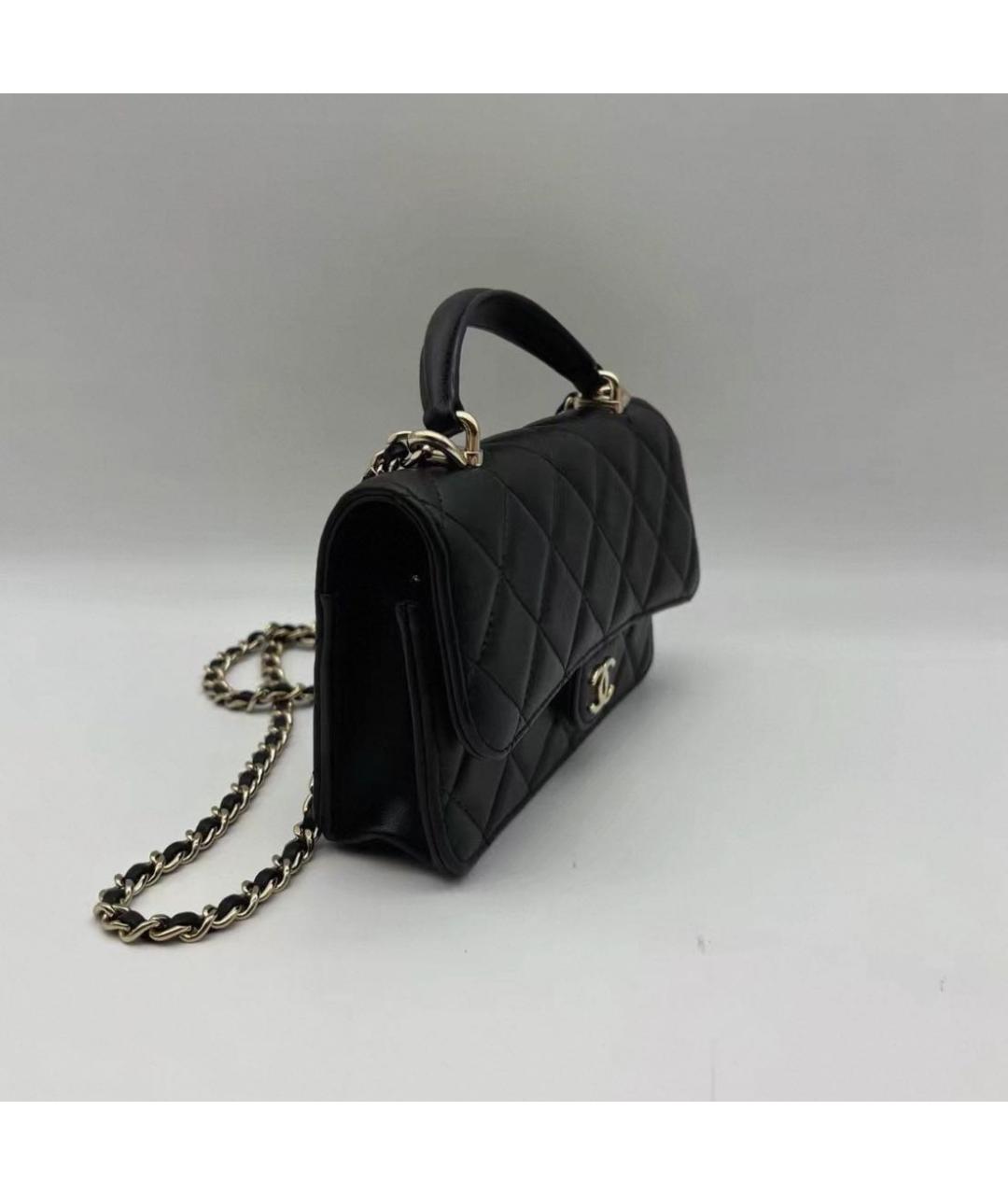CHANEL Черная кожаная сумка через плечо, фото 6