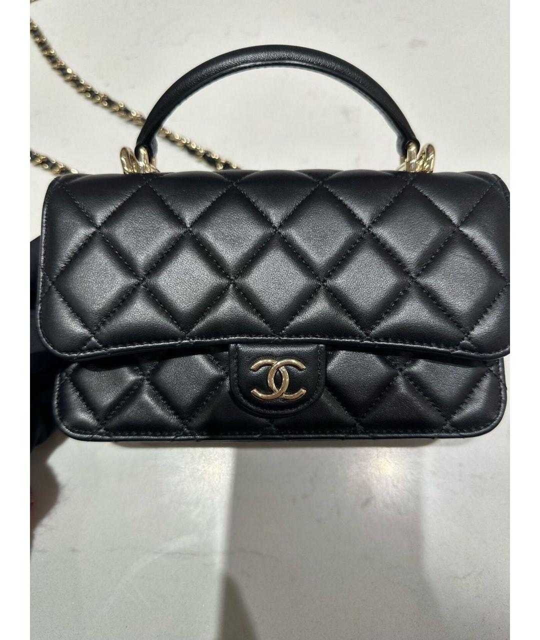 CHANEL Черная кожаная сумка через плечо, фото 8