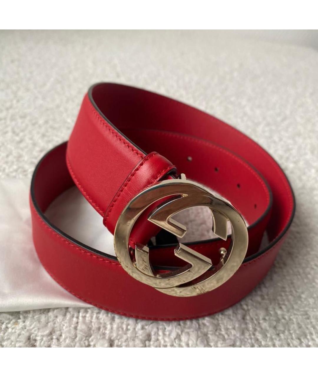 GUCCI Красный кожаный ремень, фото 9