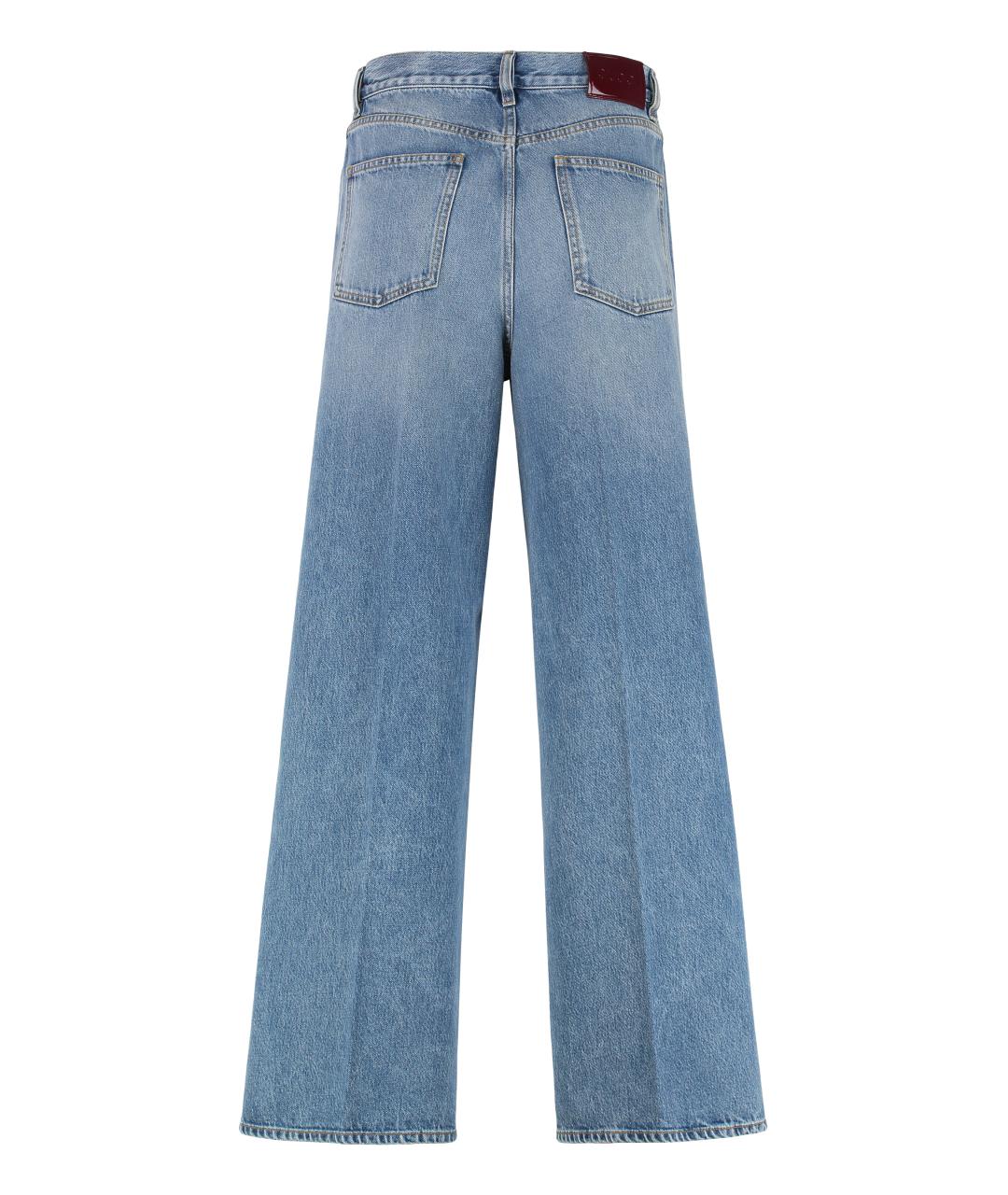 GUCCI Голубые хлопковые прямые джинсы, фото 4