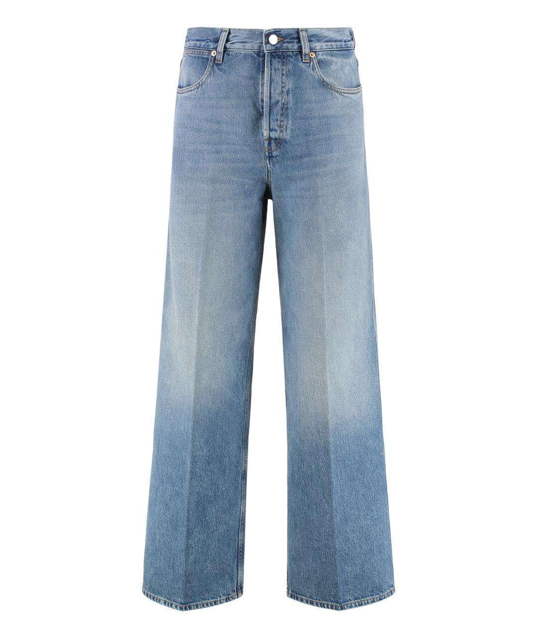 GUCCI Голубые хлопковые прямые джинсы, фото 2