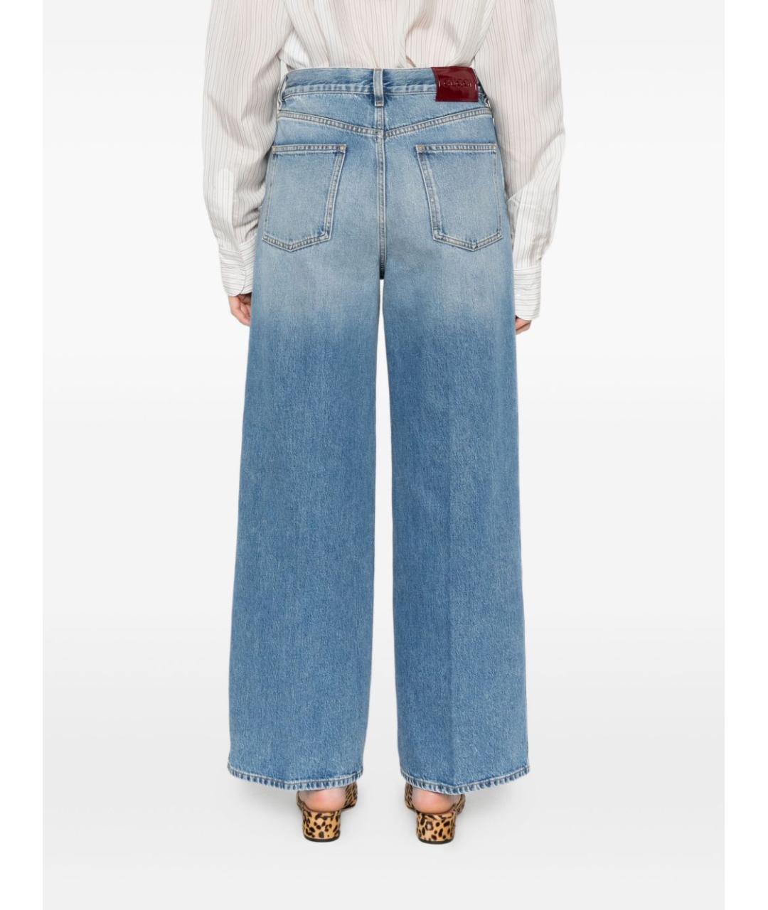 GUCCI Голубые хлопковые прямые джинсы, фото 5