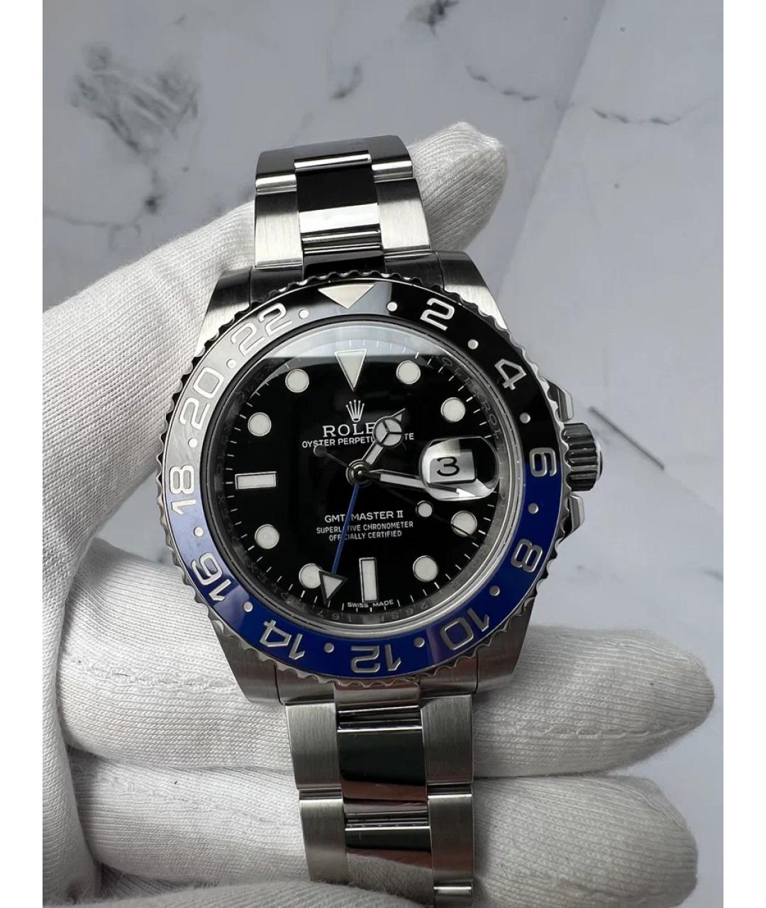 ROLEX Черные металлические часы, фото 3