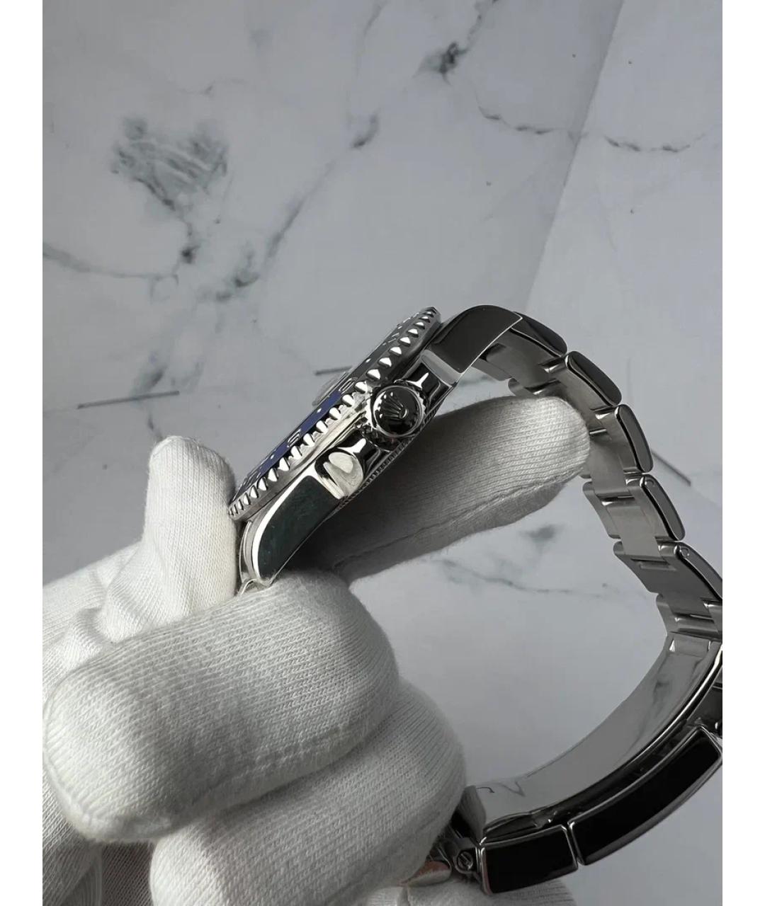 ROLEX Черные металлические часы, фото 4