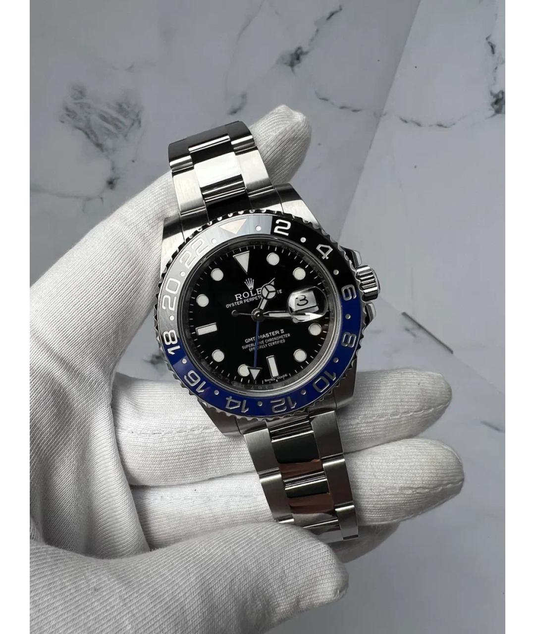 ROLEX Черные металлические часы, фото 2