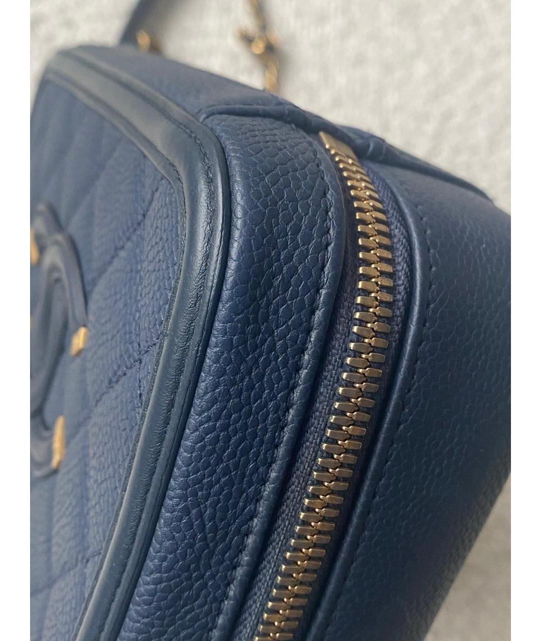 CHANEL Темно-синяя кожаная сумка через плечо, фото 6
