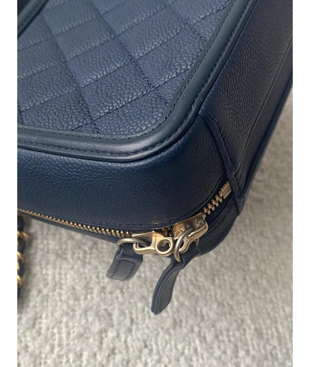 CHANEL Темно-синяя кожаная сумка через плечо, фото 3