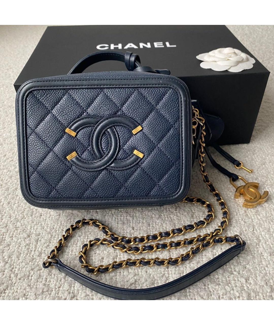 CHANEL Темно-синяя кожаная сумка через плечо, фото 9