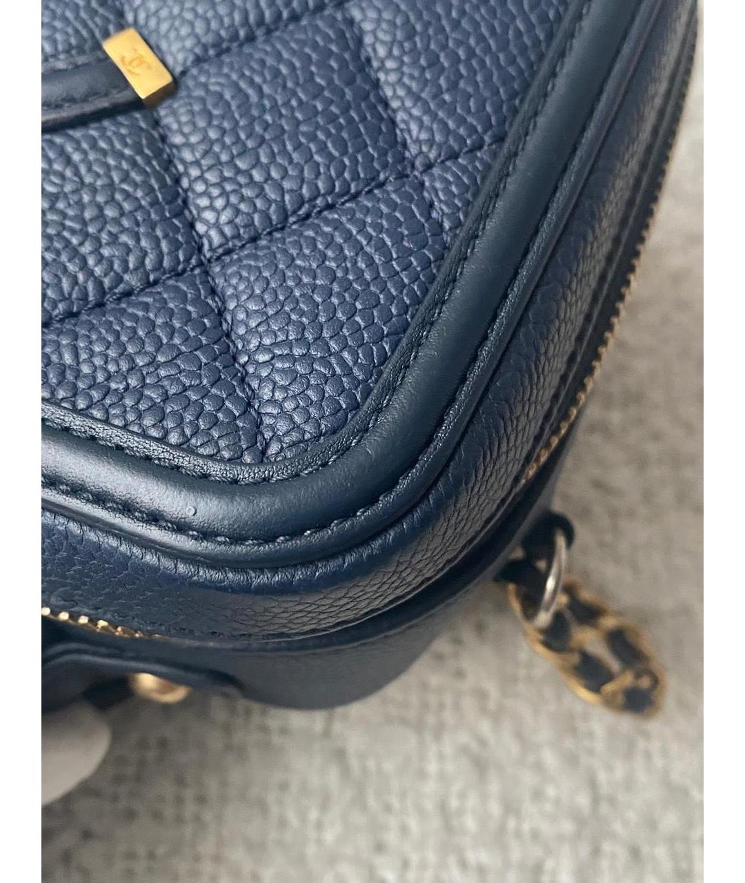 CHANEL Темно-синяя кожаная сумка через плечо, фото 7
