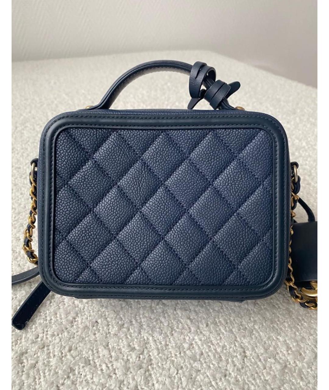 CHANEL Темно-синяя кожаная сумка через плечо, фото 2