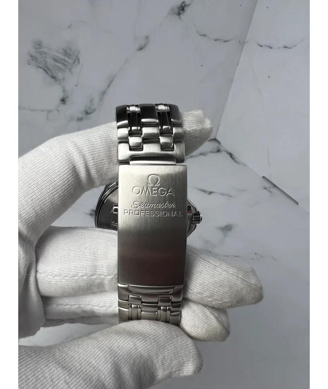 OMEGA Черные металлические часы, фото 6